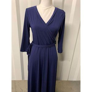 Lexington Avenue Long Sleeve Blue Maxi Dress Womens Size Small